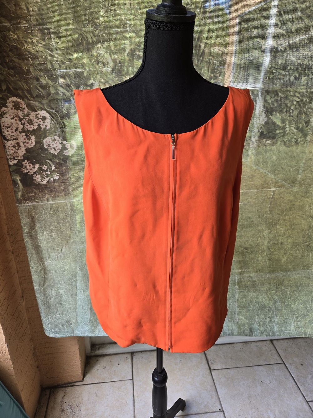 Dana Buchman Vibrant Orange Sleeveless Zip-Front Shell